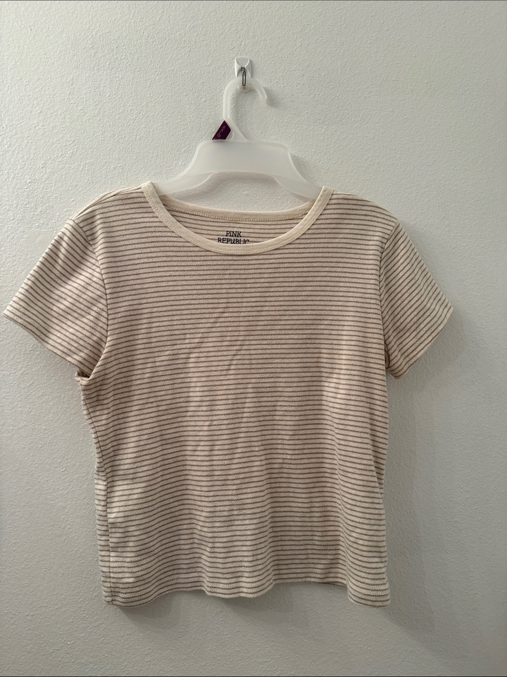Pink Republic Cream & Brown Striped Short Sleeve Tee